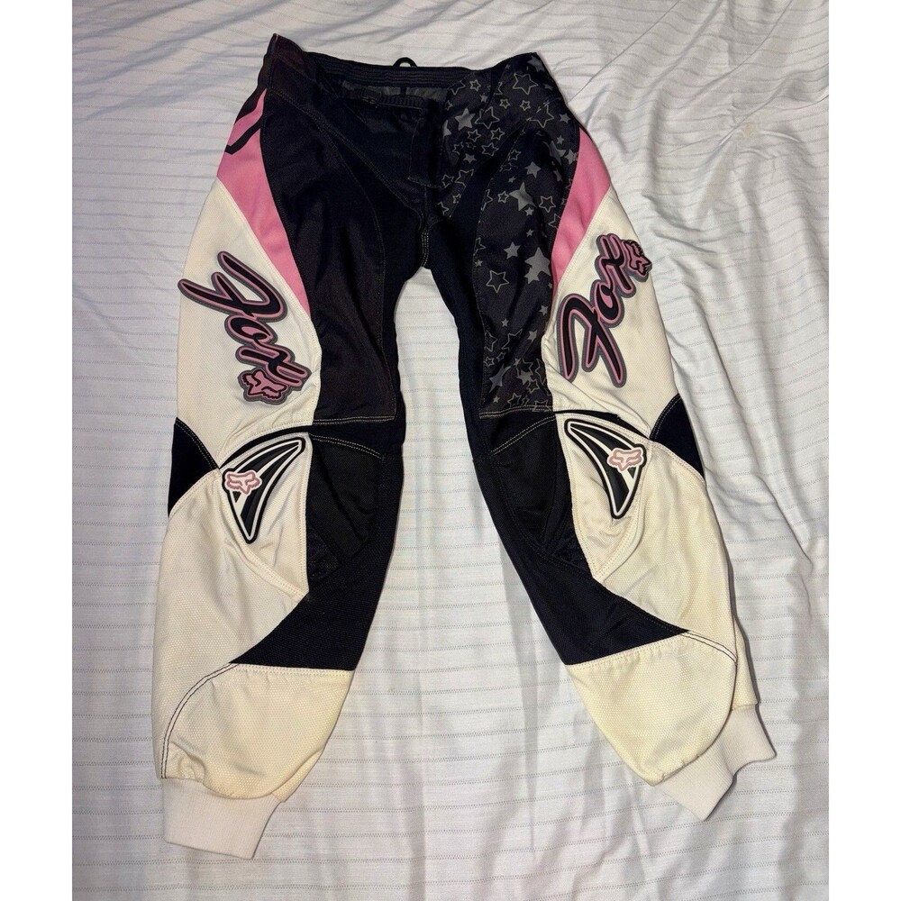 Fox Racing 180 Girls Size 7/8 Black/pink/White Race Pants